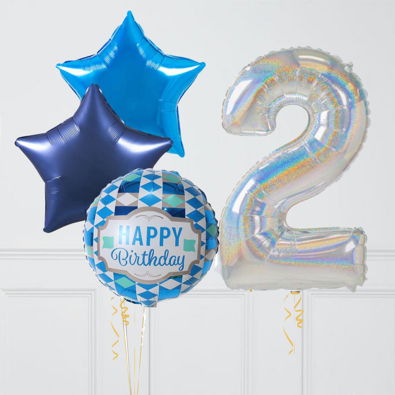 The Original Silver & Blue Mix Birthday Set Foil Balloons
