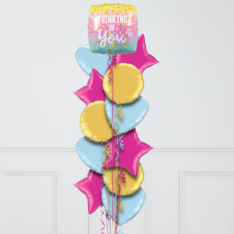 Thinking Of You Pastel Heart Inflated Foil Balloon Bunch