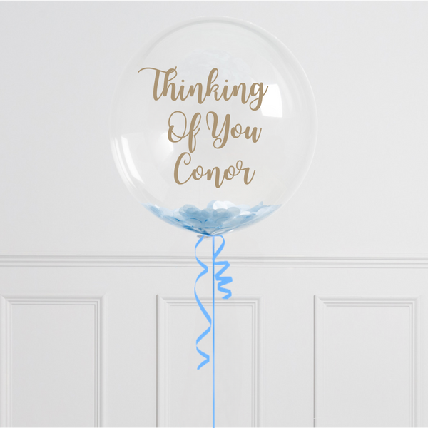 Personalised Blue Heart Confetti Bubble Balloon