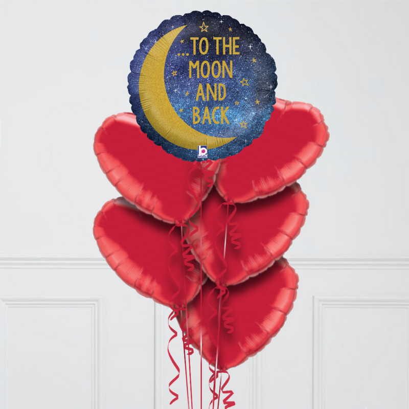 To the Moon and Back Inflated Foil Balloon Bunch