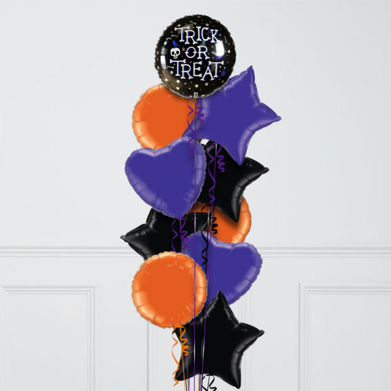 Trick Or Treat Iridescent Purple Halloween Foil Balloon Bunch