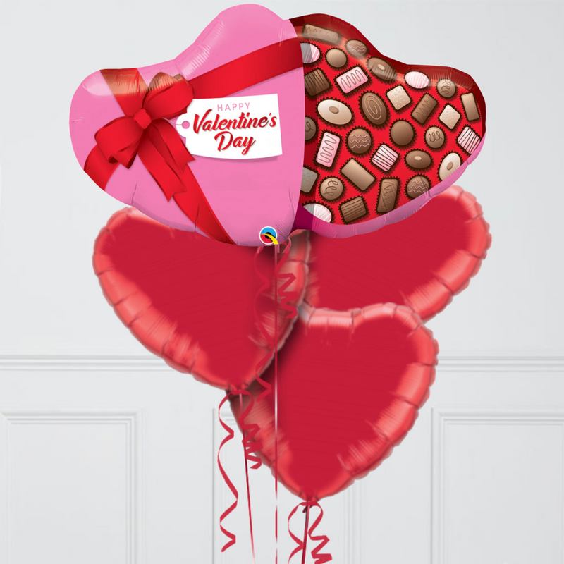 Valentine's Day Chocolates Heart Shape Foil Balloon Bouquet