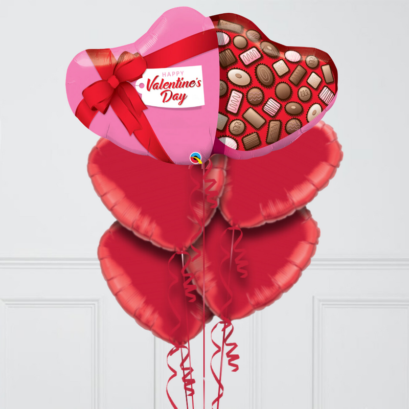 Valentine's Day Chocolates Heart Shape Foil Balloon Bouquet