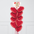 Watercolour Hearts Valentine's Day Hearts Inflated Foil Balloon Bunch