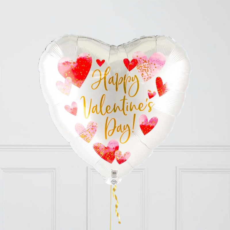 Watercolour Hearts Valentine's Day Hearts Inflated Foil Balloon Bunch