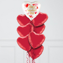 Watercolour Hearts Valentine's Day Hearts Inflated Foil Balloon Bunch