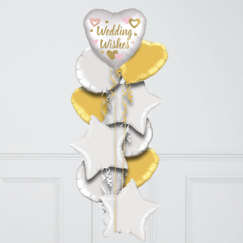 Wedding Wishes Gold Inflated Foil Balloons