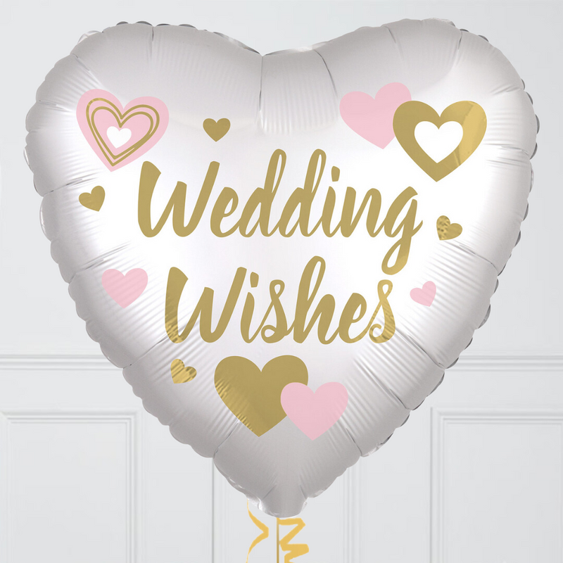 Wedding Wishes Gold Inflated Foil Balloons