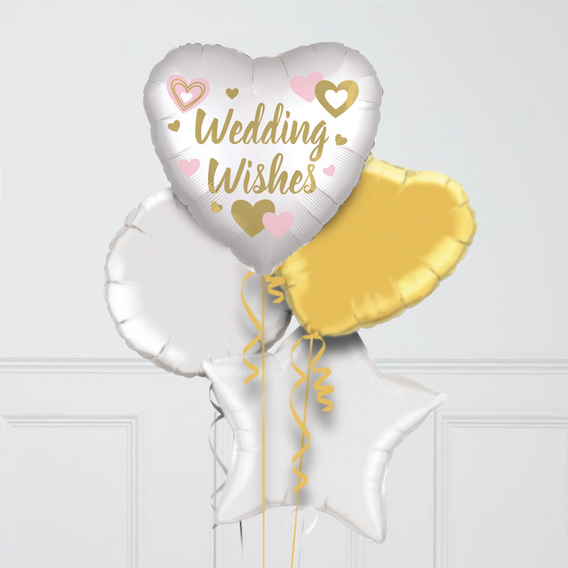 Wedding Wishes Gold Inflated Foil Balloons