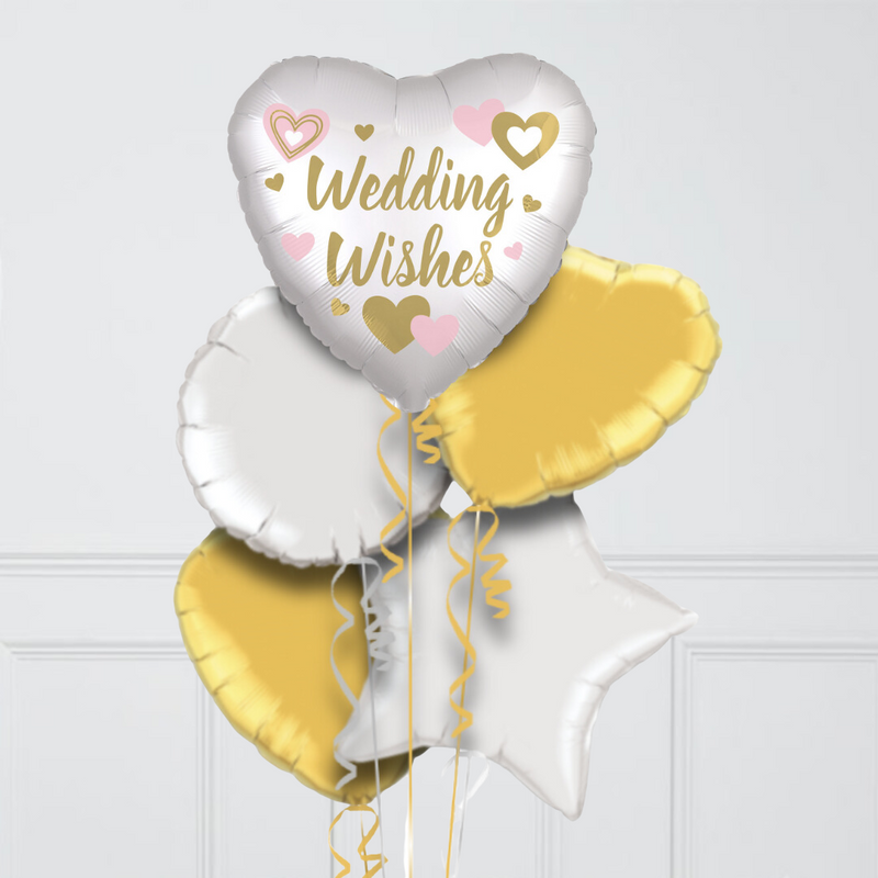 Wedding Wishes Gold Inflated Foil Balloons