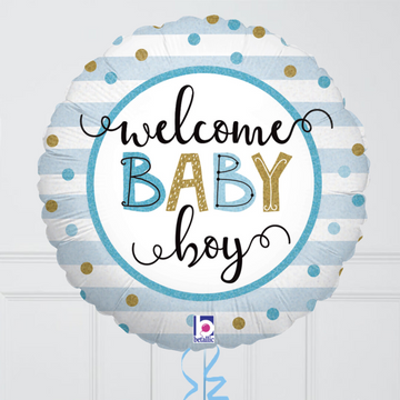 Welcome Baby Boy Inflated Foil Balloon Bunch