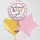 Welcome Baby Girl Gradient Inflated Foil Balloon Bunch