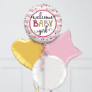 Welcome Baby Girl Gradient Inflated Foil Balloon Bunch