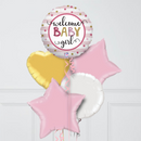 Welcome Baby Girl Gradient Inflated Foil Balloon Bunch