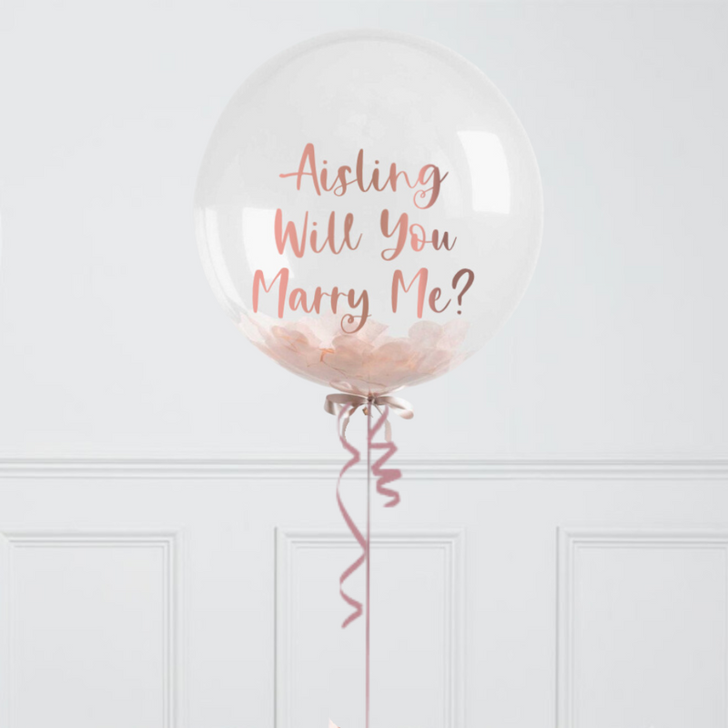 Personalised Rose Gold Confetti Bubble Balloon