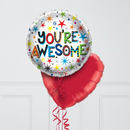 You're Awesome Hearts Inflated Foil Balloon Bunch