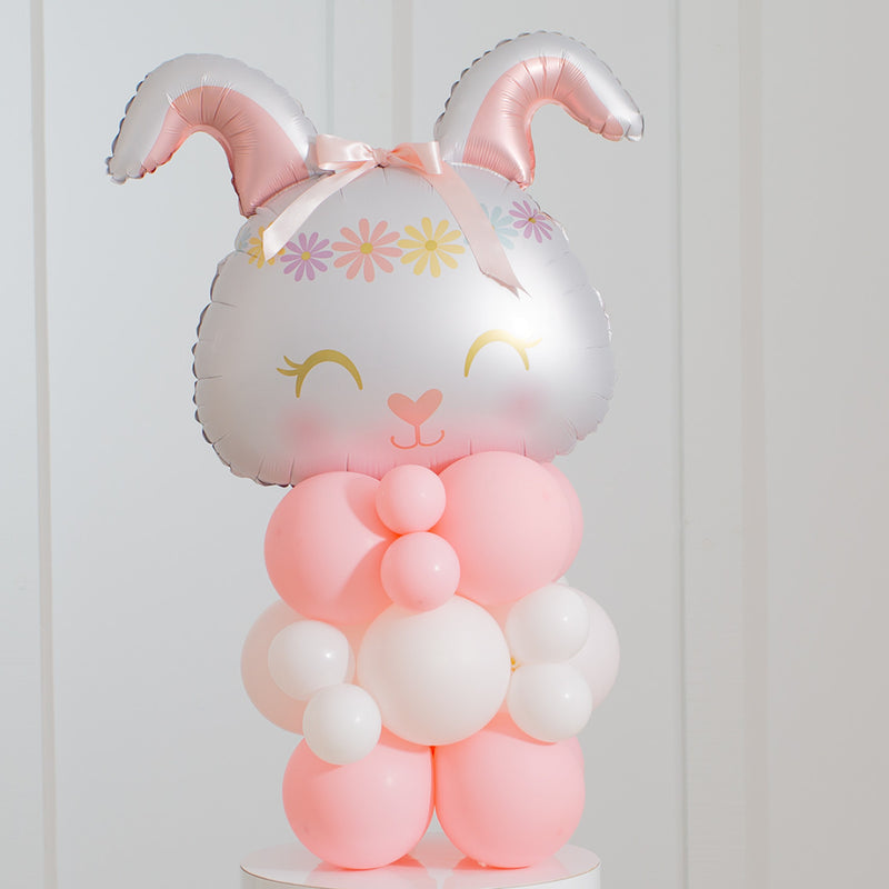 Easter Boho Bunny Pink Inflated Balloon Stack