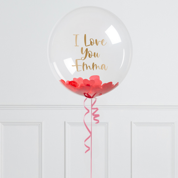Hearts Confetti Bubble Personalised Balloon