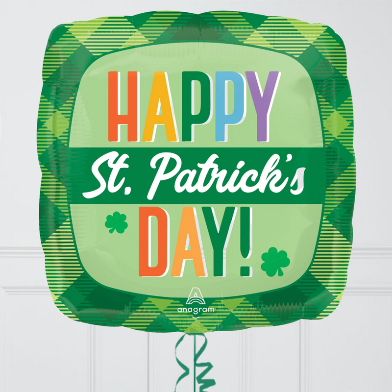 St Patrick's Day Plaid Inflated Foil Balloon Bunch