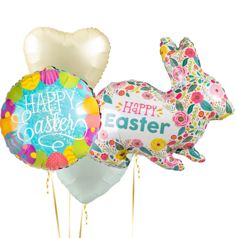 Floral Happy Easter Bunny Balloon Bouquet