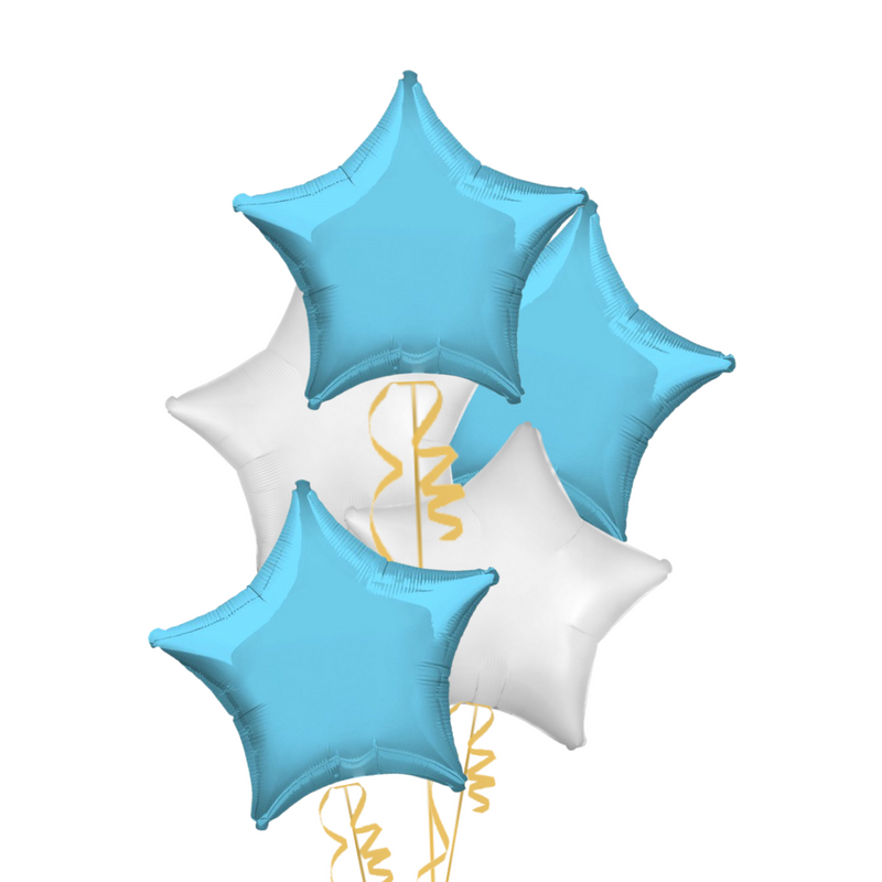 Blue and White Stars Balloon Bouquet