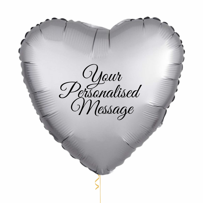 Silver Heart Personalised Foil Balloon