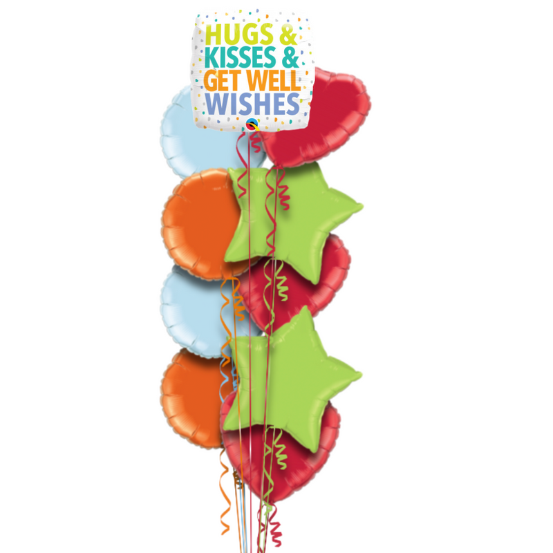 Hugs Kisses Get Well Wishes Balloon Bouquet