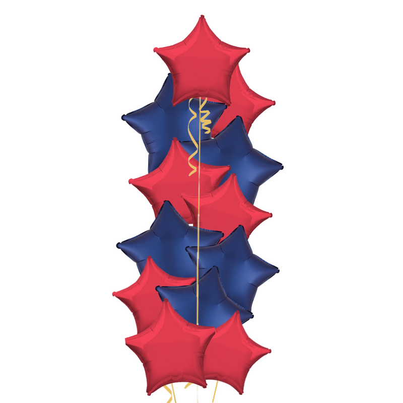 Red and Royal Blue Stars Balloon Bouquet