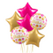 Pink and Gold Dots Birthday Mix Balloon Bouquet