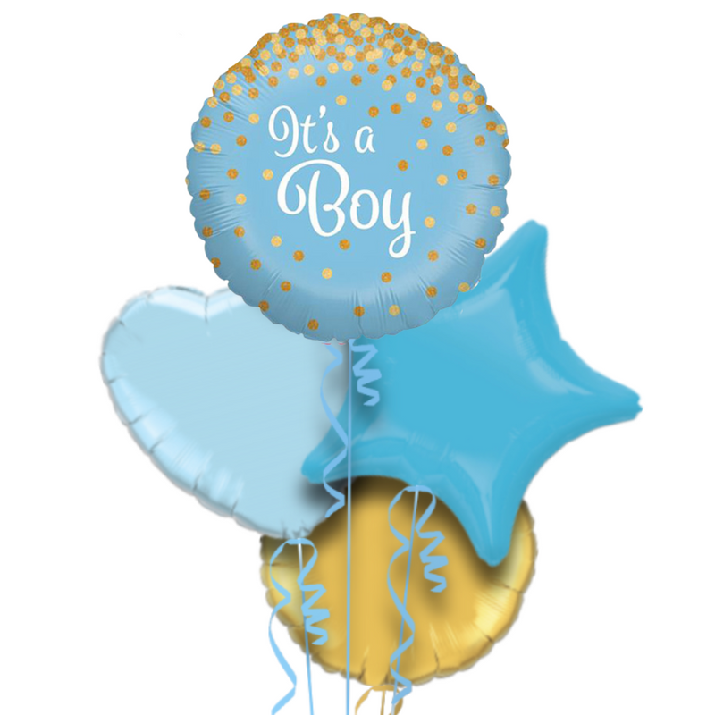 Gold and Blue Classy It's a Boy Balloon Bouquet