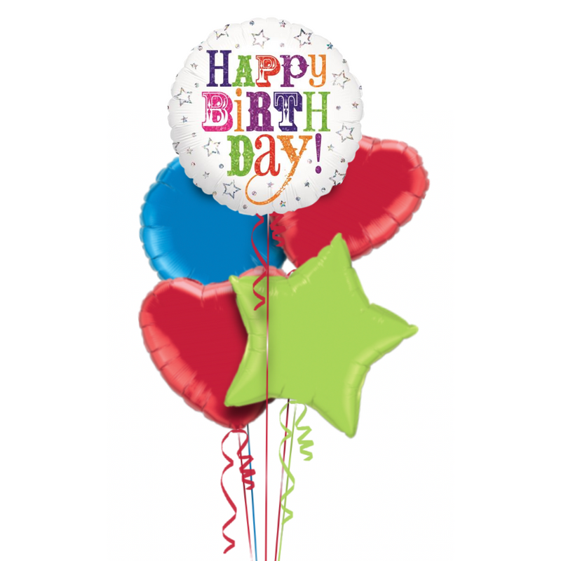 Happy Birthday Super Colours Balloon Bouquet