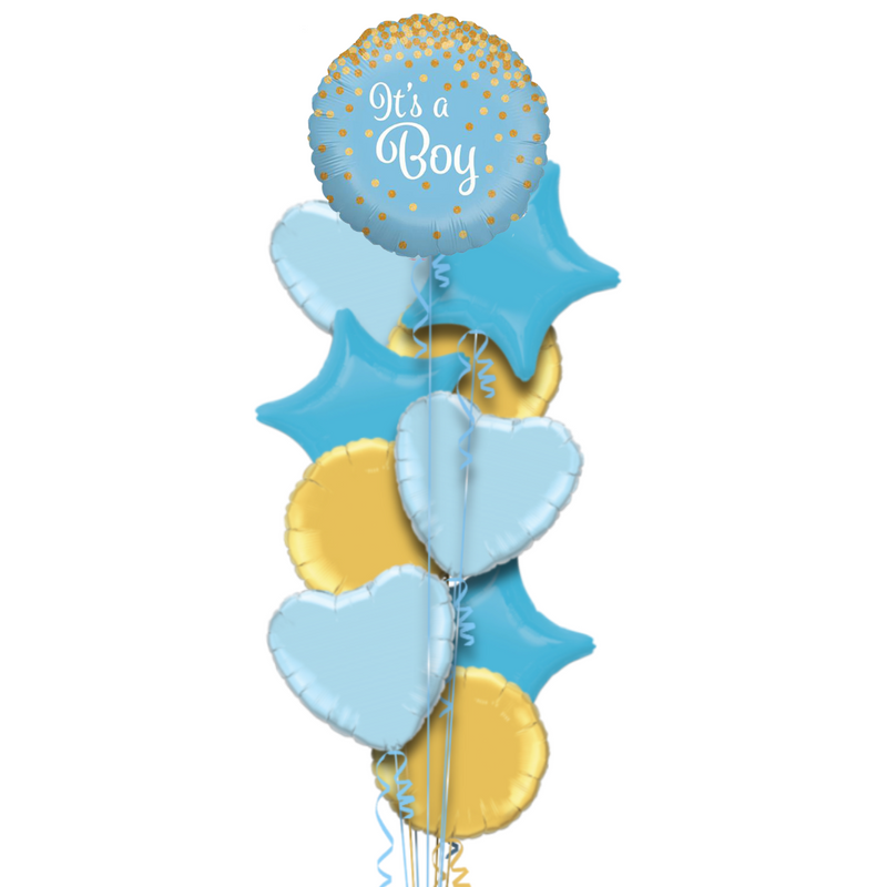 Gold and Blue Classy It's a Boy Balloon Bouquet