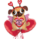 Pugs & Kisses Shape Foil Balloon Bouquet