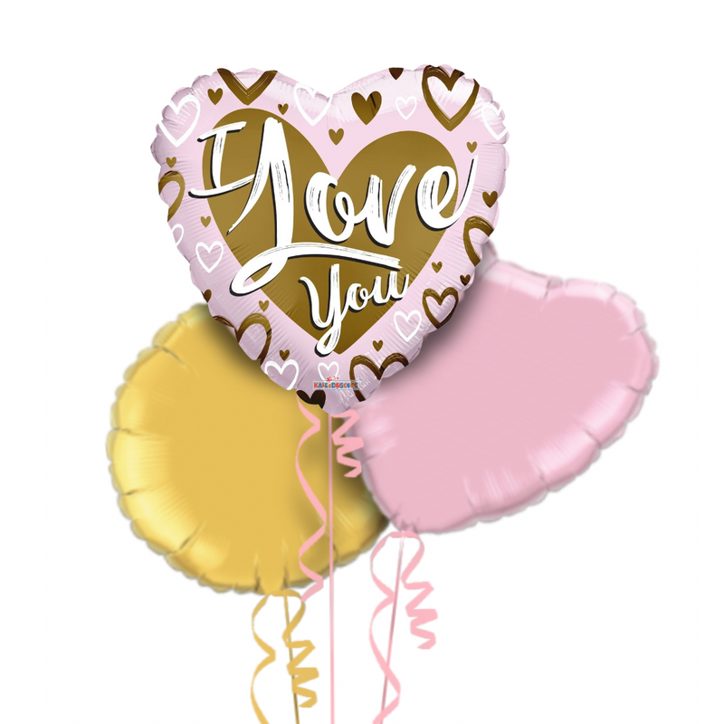 Pink and Gold I Love You Balloon Bouquet