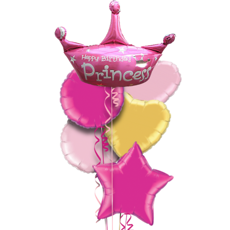 Happy Birthday Princess in Pink Foil Balloon Bouquet