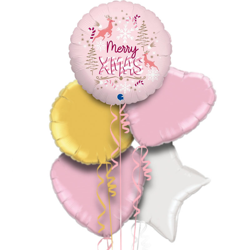 Merry Christmas Wonders Pink Balloon Bouquet