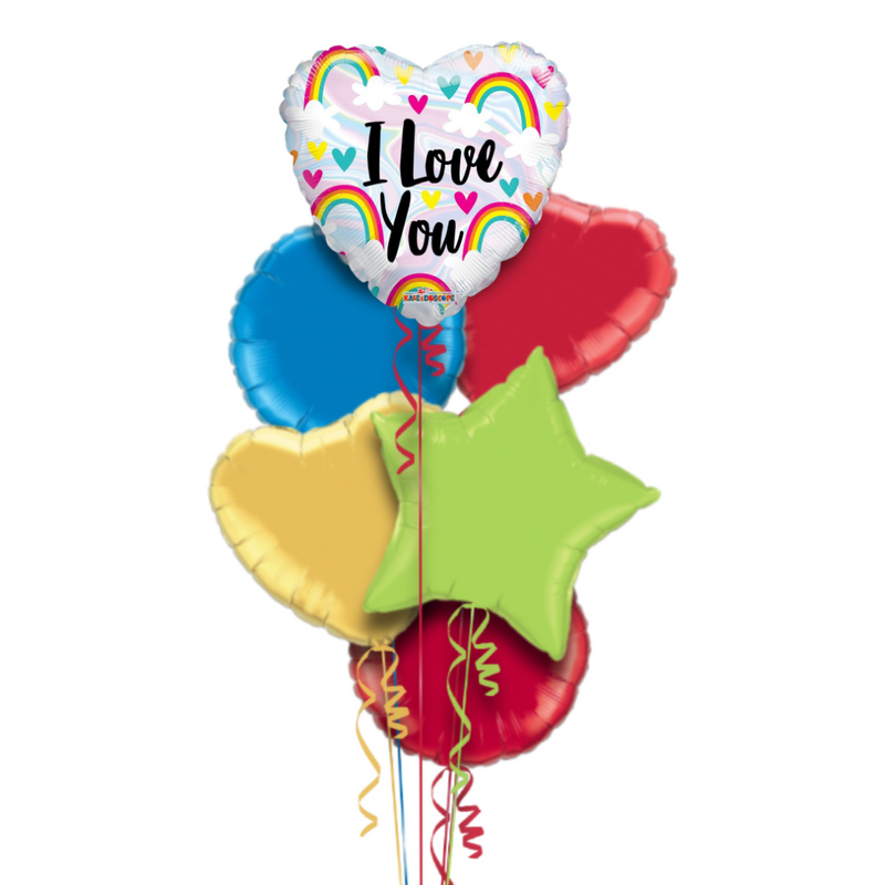 I Love You Rainbow Themed Balloon Bouquet