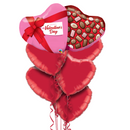 Valentine's Day Chocolates Heart Shape Foil Balloon Bouquet