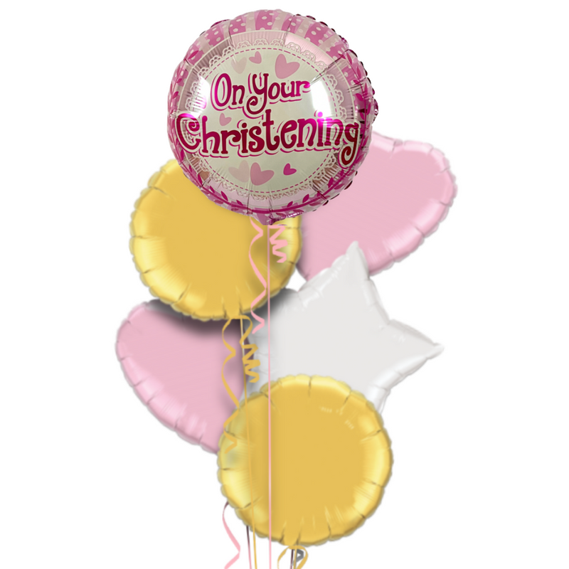On Your Christening Girl Foil Balloon Bouquet