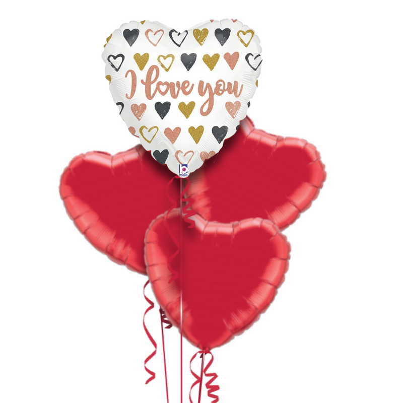 Rose gold Heart Love you Glitter Holographic Balloon Bouquet