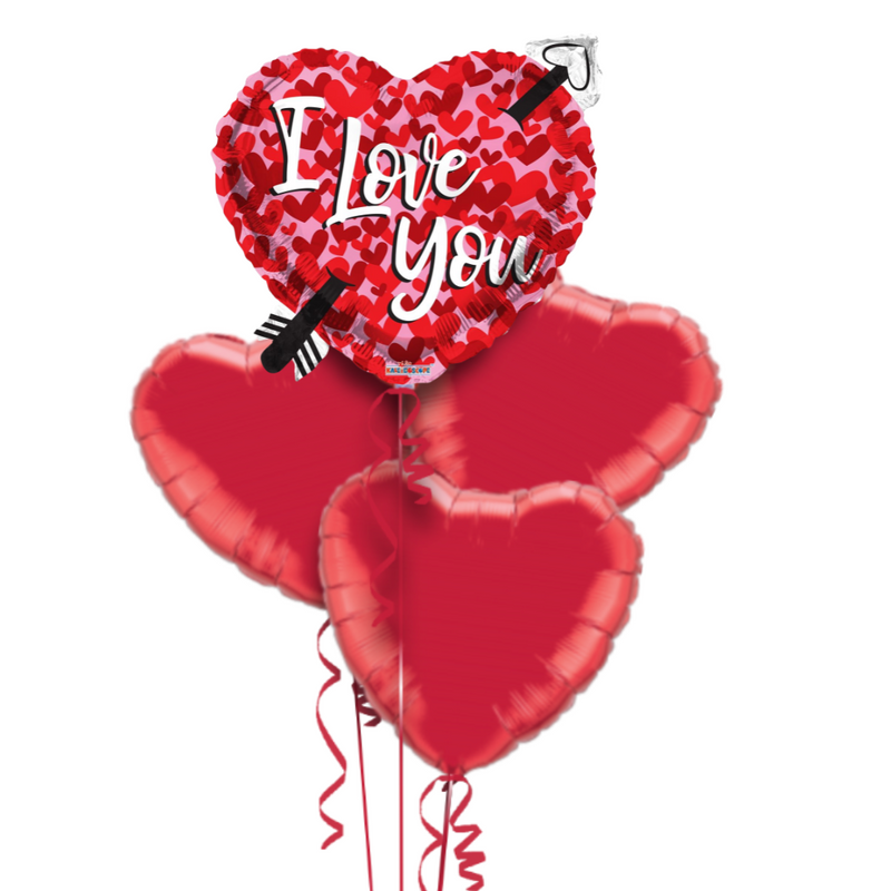 I Love You Cupidon Heart Themed Balloon Bouquet