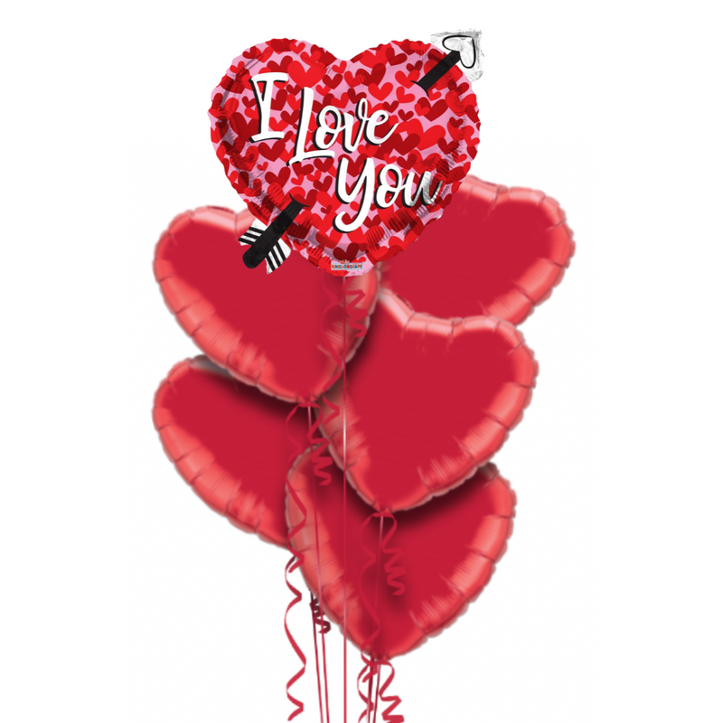 I Love You Cupidon Heart Themed Balloon Bouquet