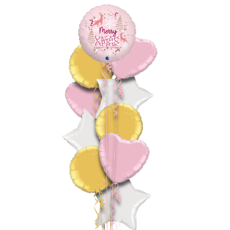 Merry Christmas Wonders Pink Balloon Bouquet