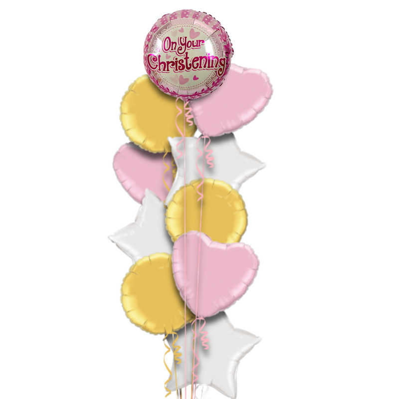 On Your Christening Girl Foil Balloon Bouquet