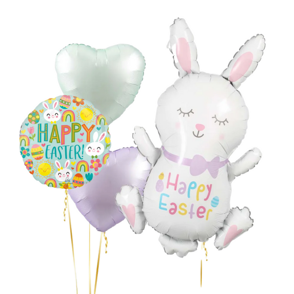 Soft Pastel Happy Easter Bunny Balloon Bouquet